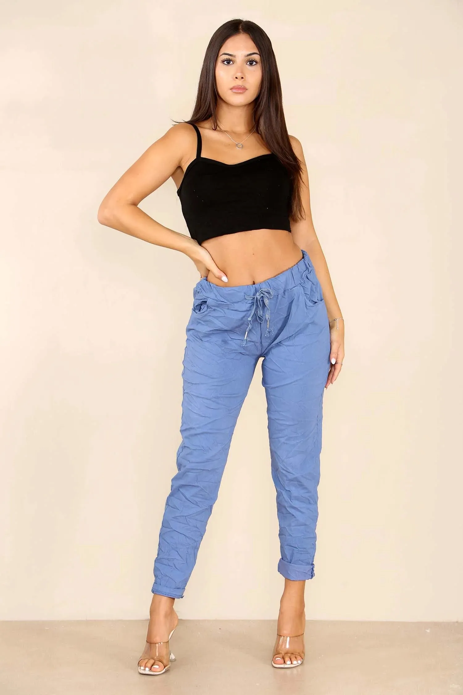 Italian Glitter Drawstring Waistband Magic Pants