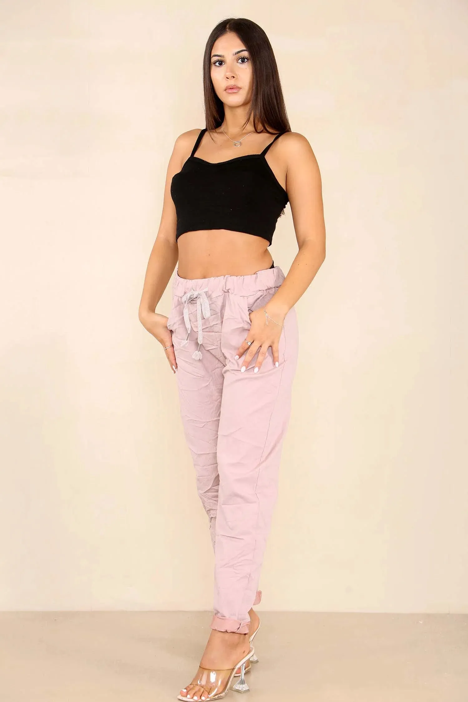 Italian Glitter Drawstring Waistband Magic Pants