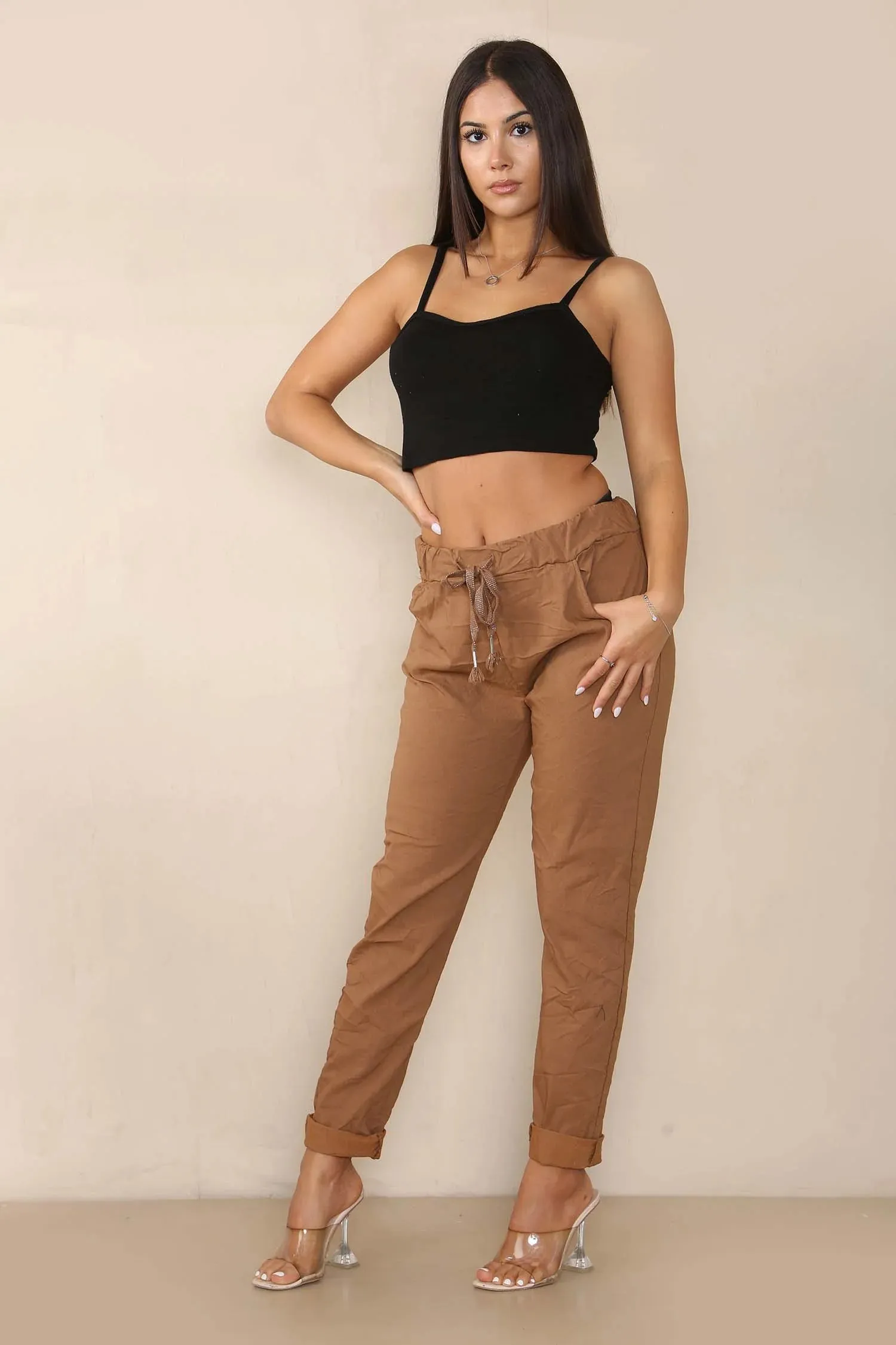 Italian Glitter Drawstring Waistband Magic Pants
