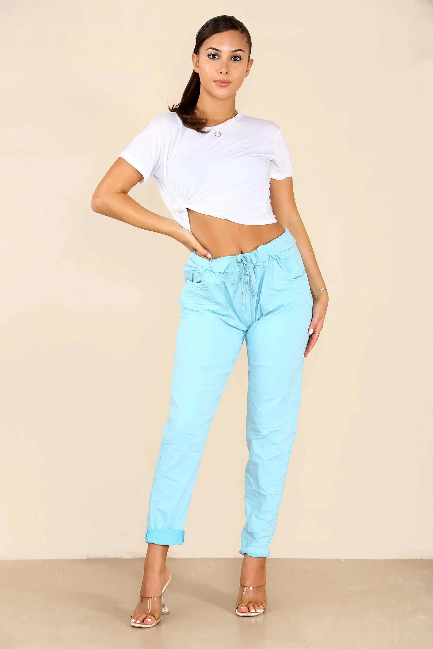 Italian Glitter Drawstring Waistband Magic Pants