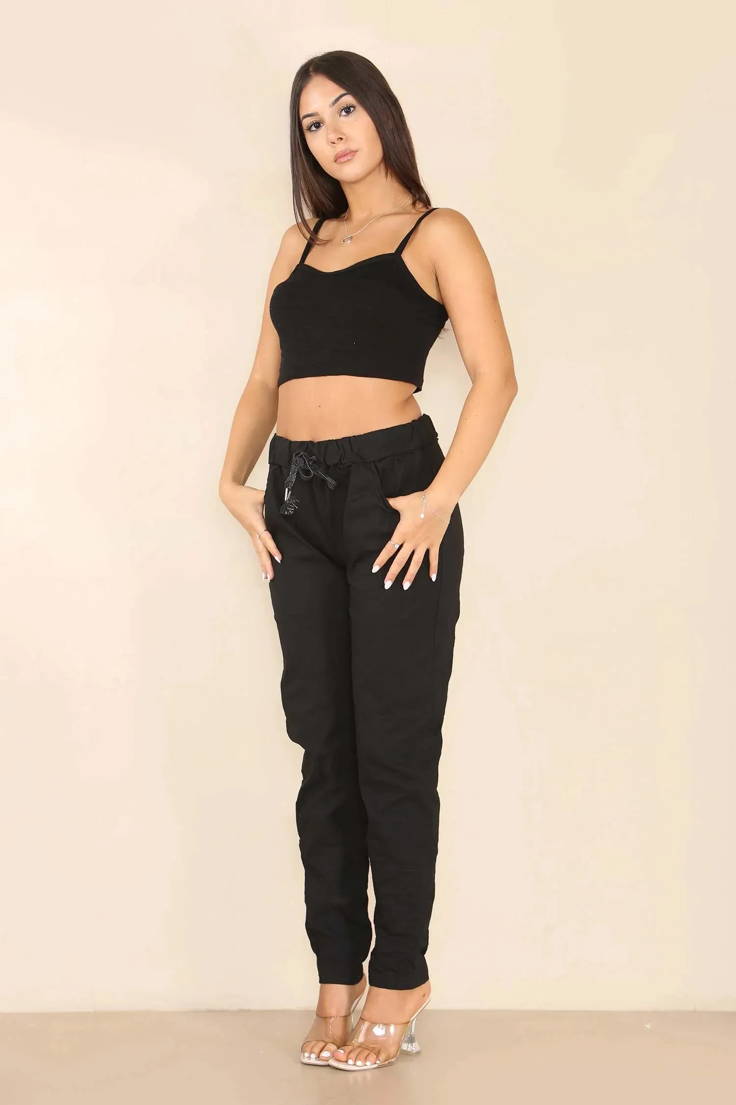 Italian Glitter Drawstring Waistband Magic Pants