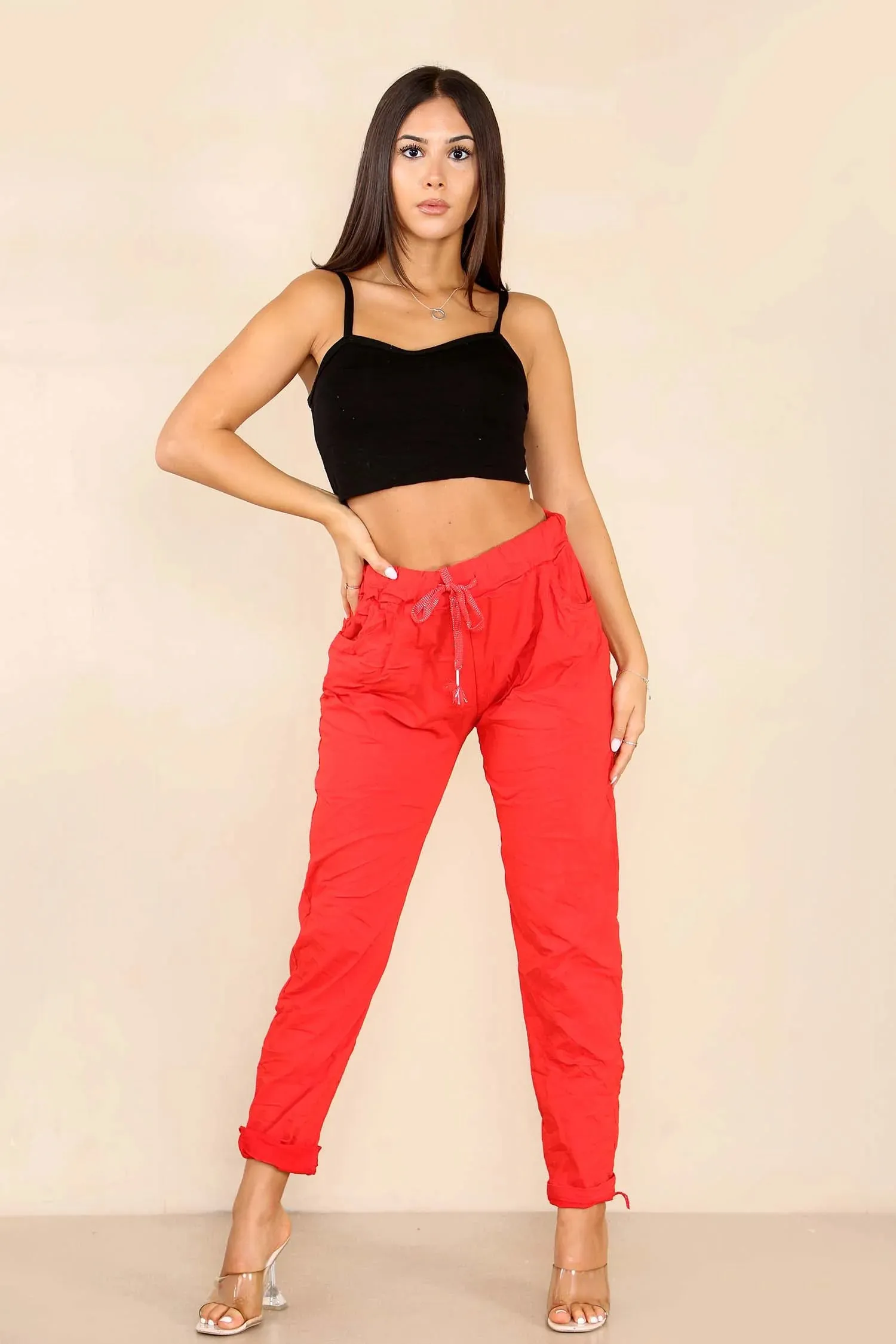 Italian Glitter Drawstring Waistband Magic Pants