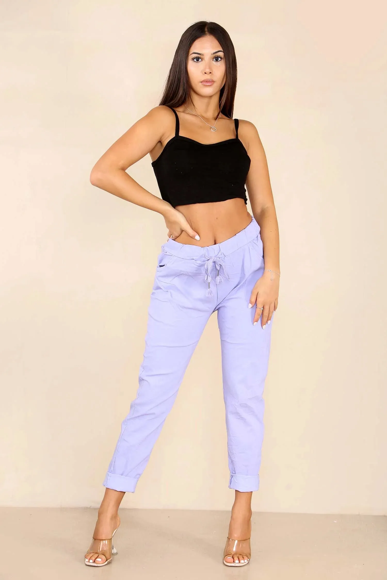 Italian Glitter Drawstring Waistband Magic Pants