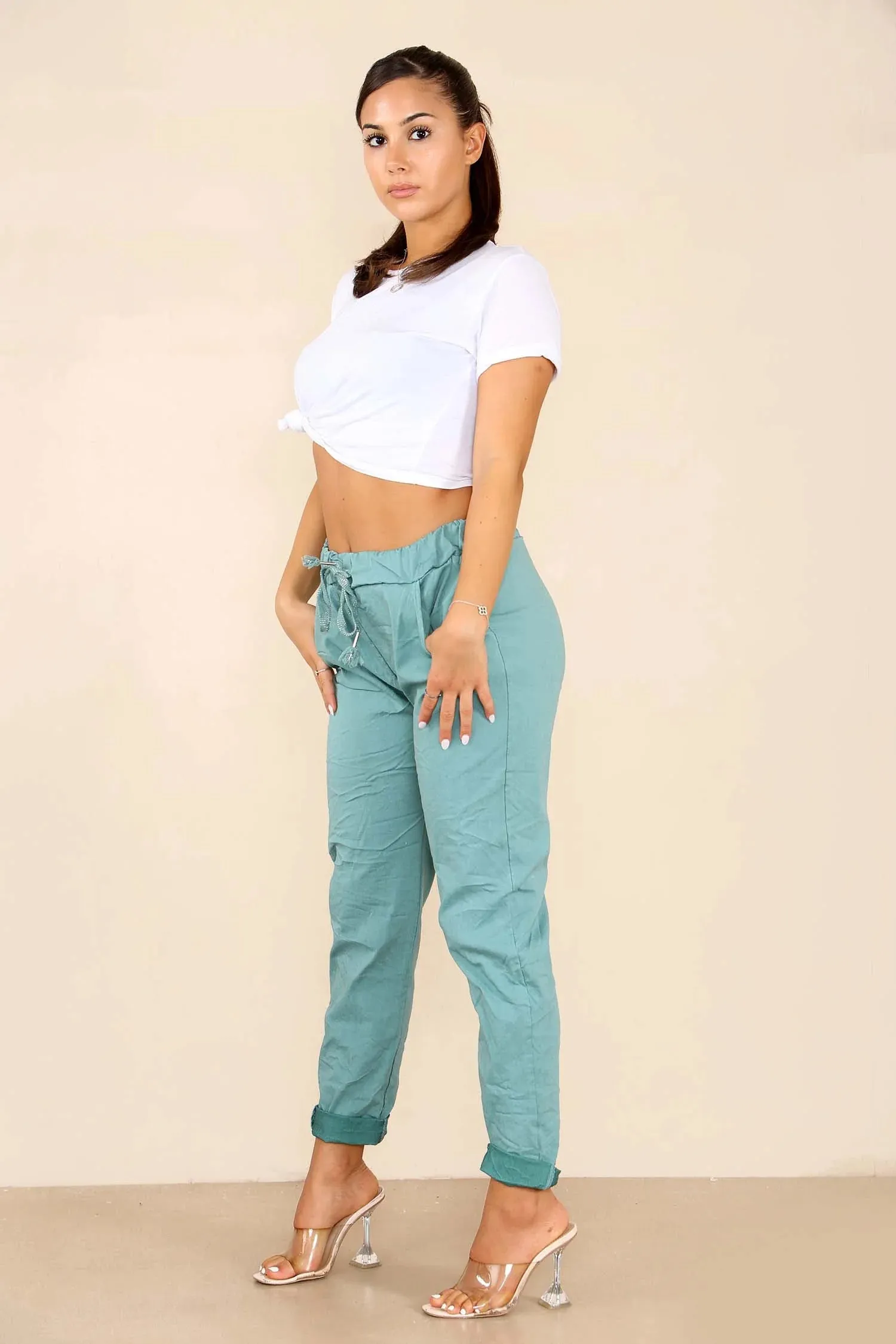 Italian Glitter Drawstring Waistband Magic Pants