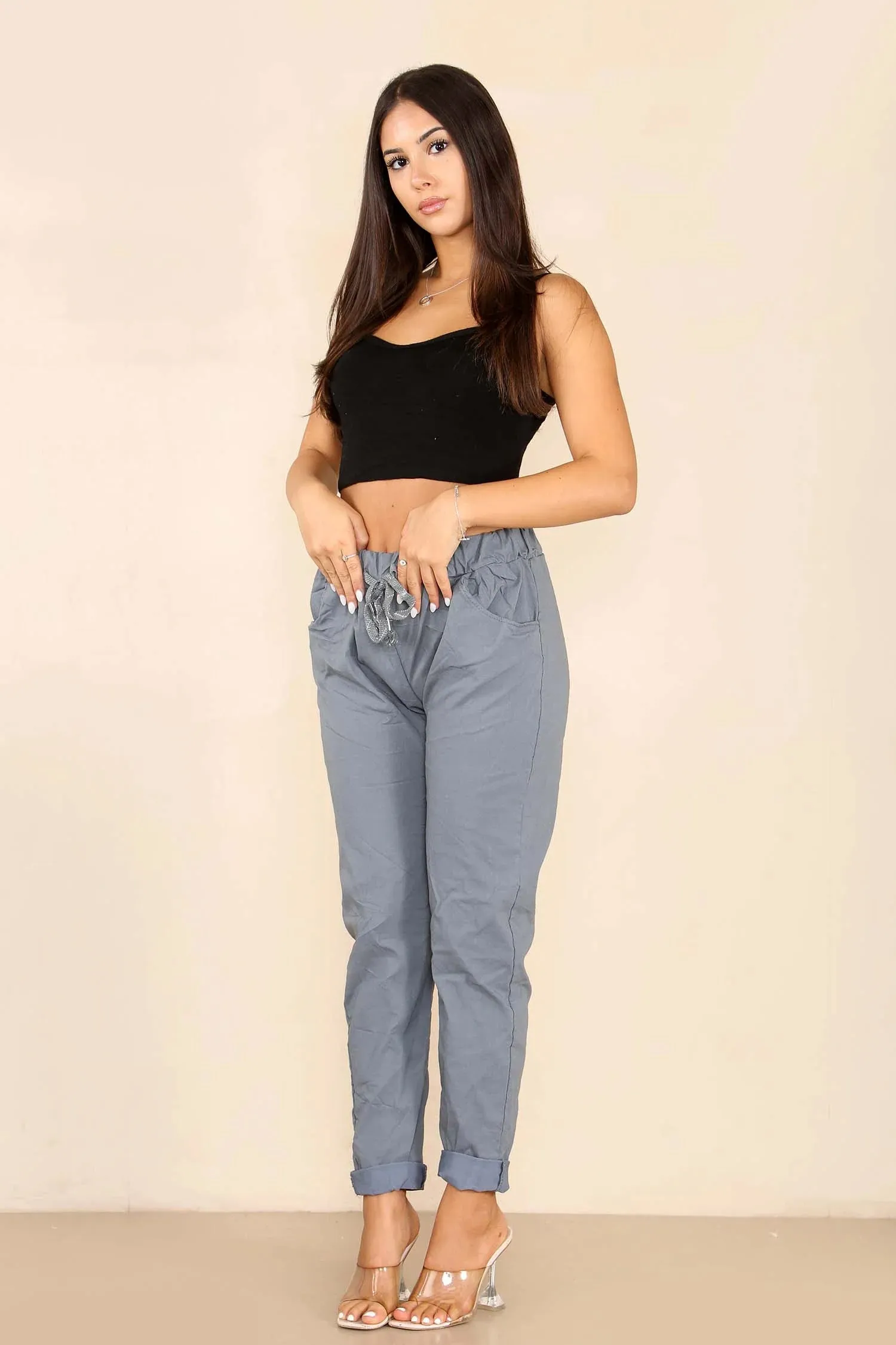 Italian Glitter Drawstring Waistband Magic Pants
