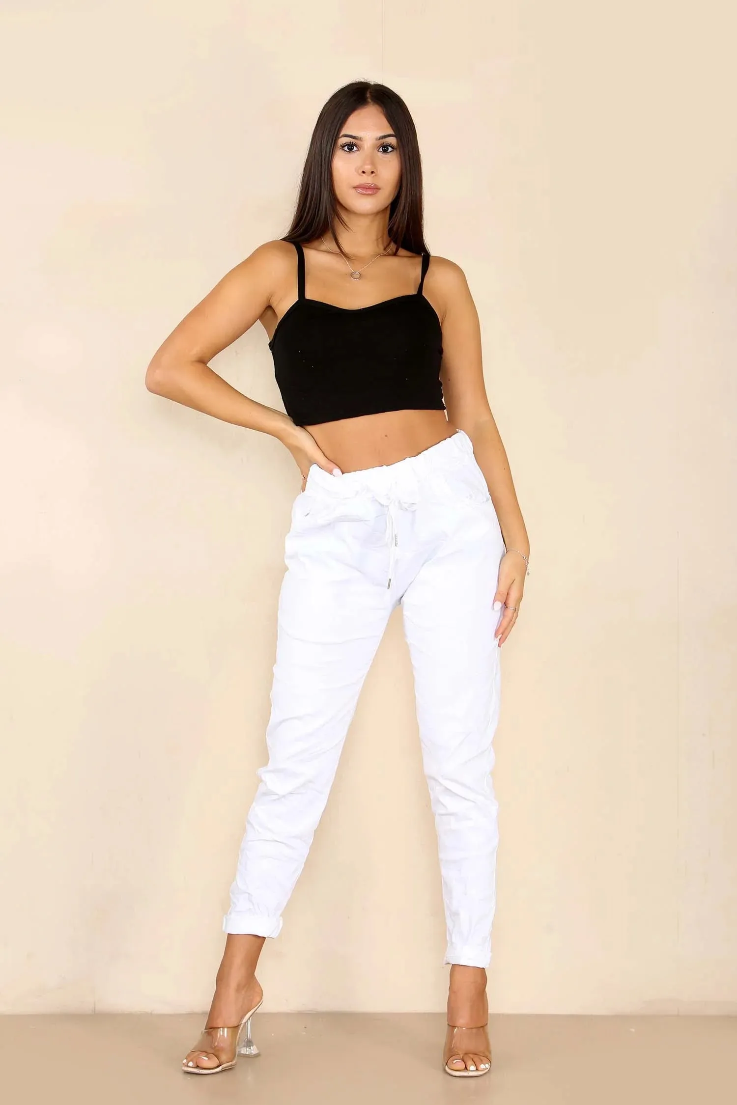 Italian Glitter Drawstring Waistband Magic Pants