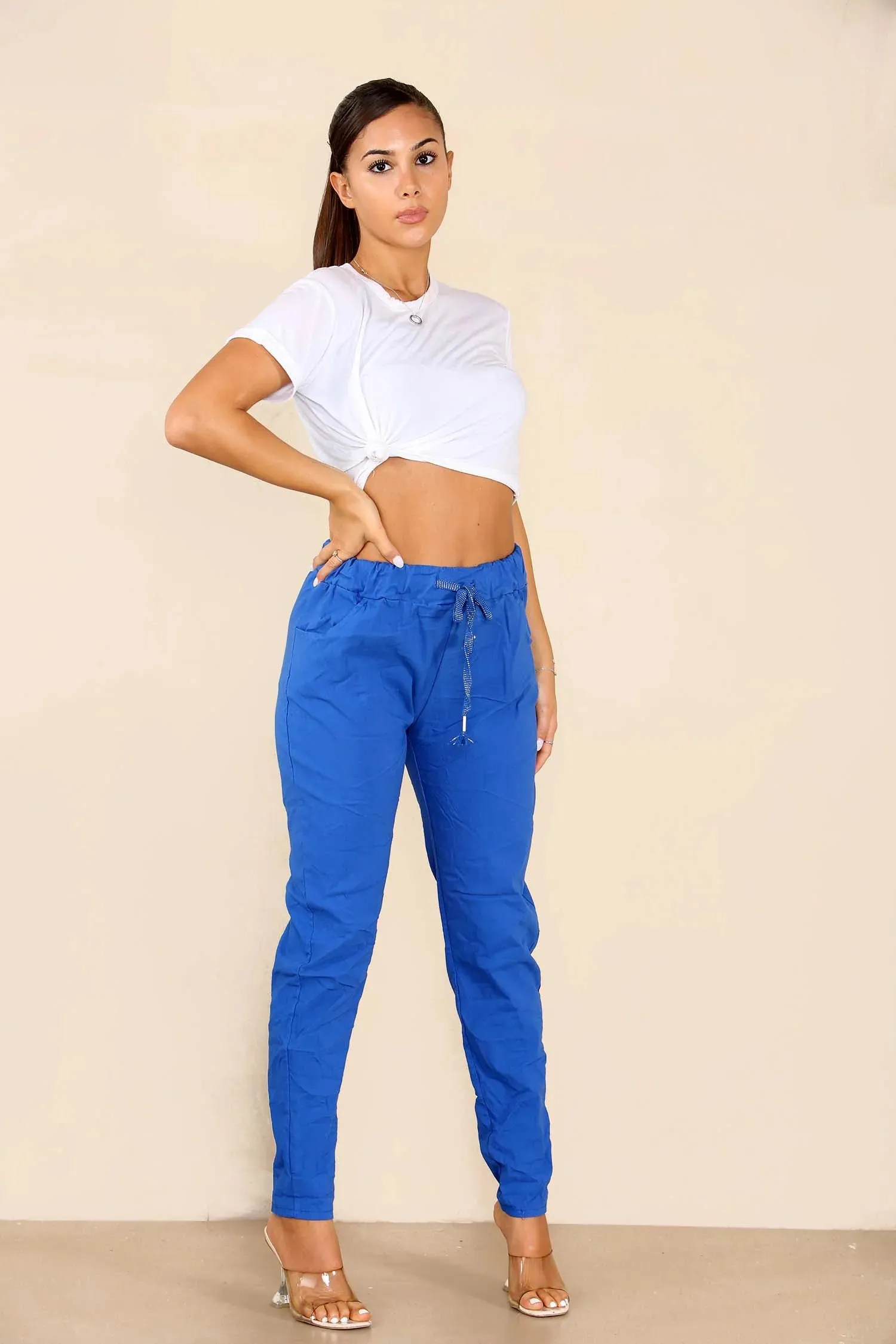 Italian Glitter Drawstring Waistband Magic Pants