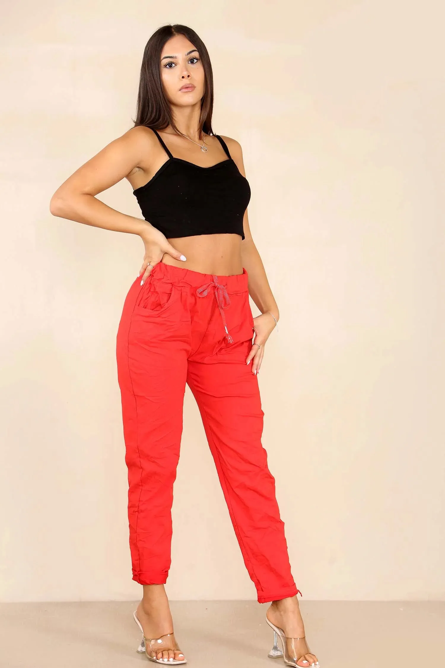 Italian Glitter Drawstring Waistband Magic Pants