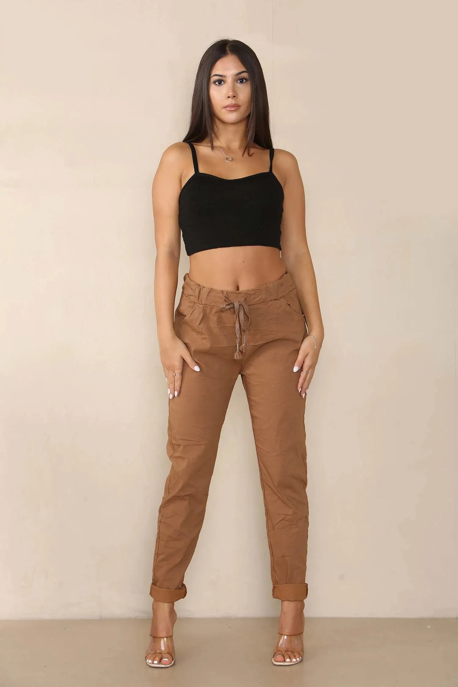 Italian Glitter Drawstring Waistband Magic Pants