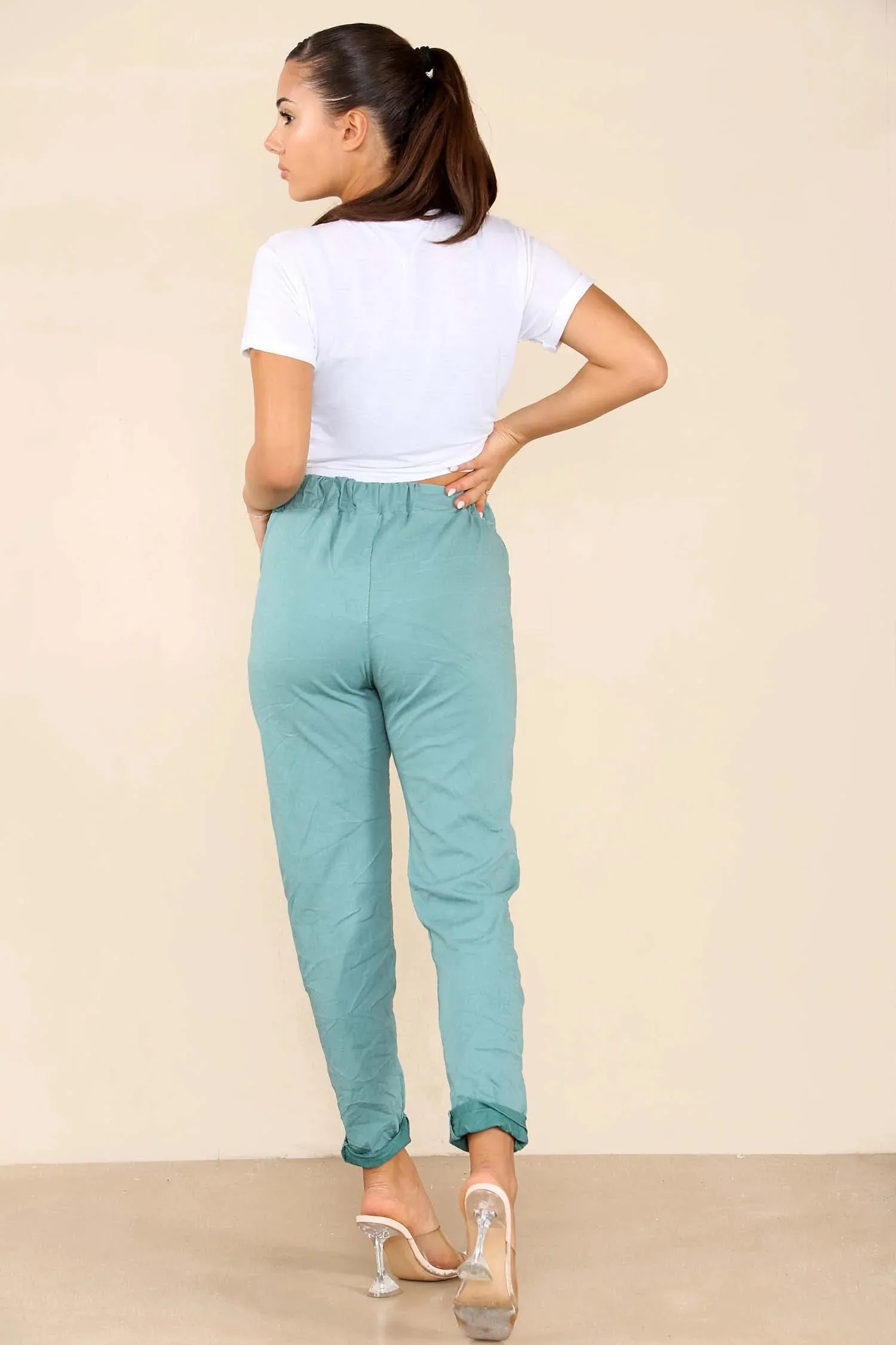 Italian Glitter Drawstring Waistband Magic Pants