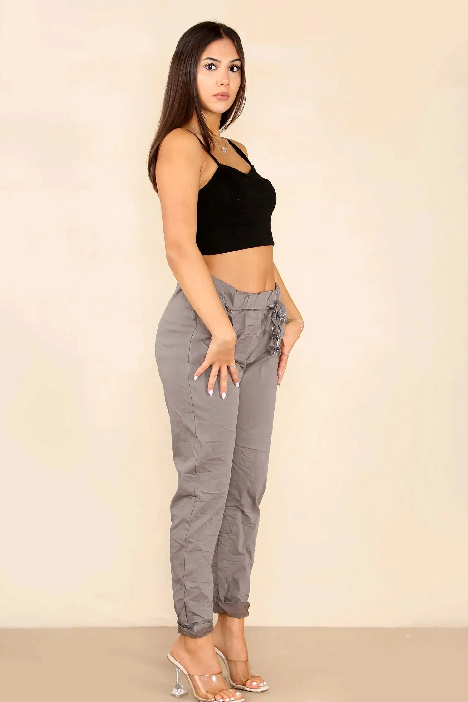 Italian Glitter Drawstring Waistband Magic Pants