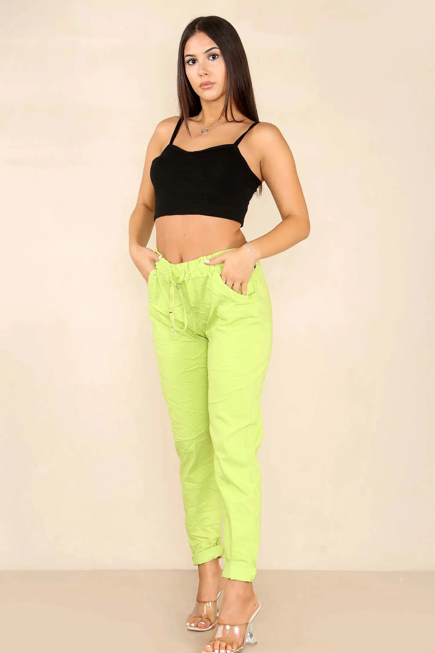 Italian Glitter Drawstring Waistband Magic Pants