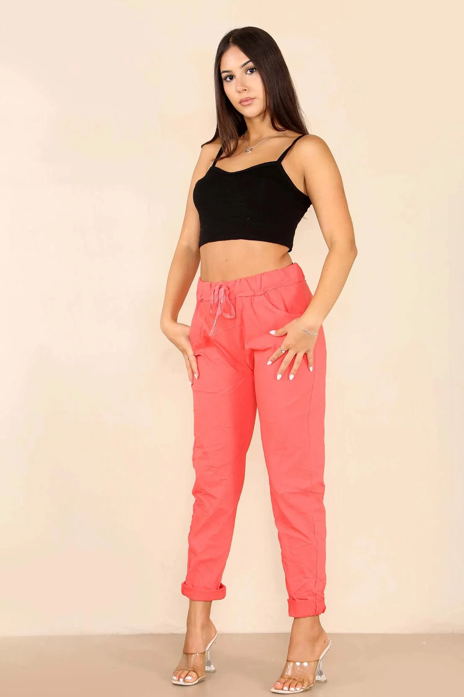 Italian Glitter Drawstring Waistband Magic Pants
