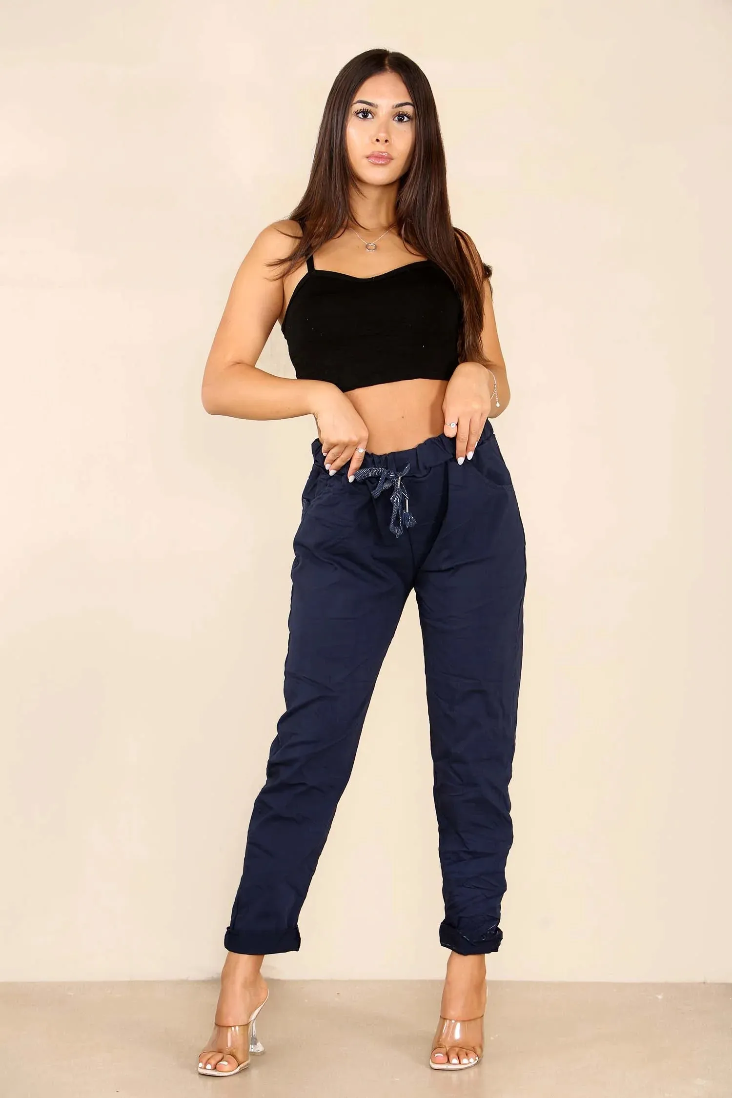 Italian Glitter Drawstring Waistband Magic Pants