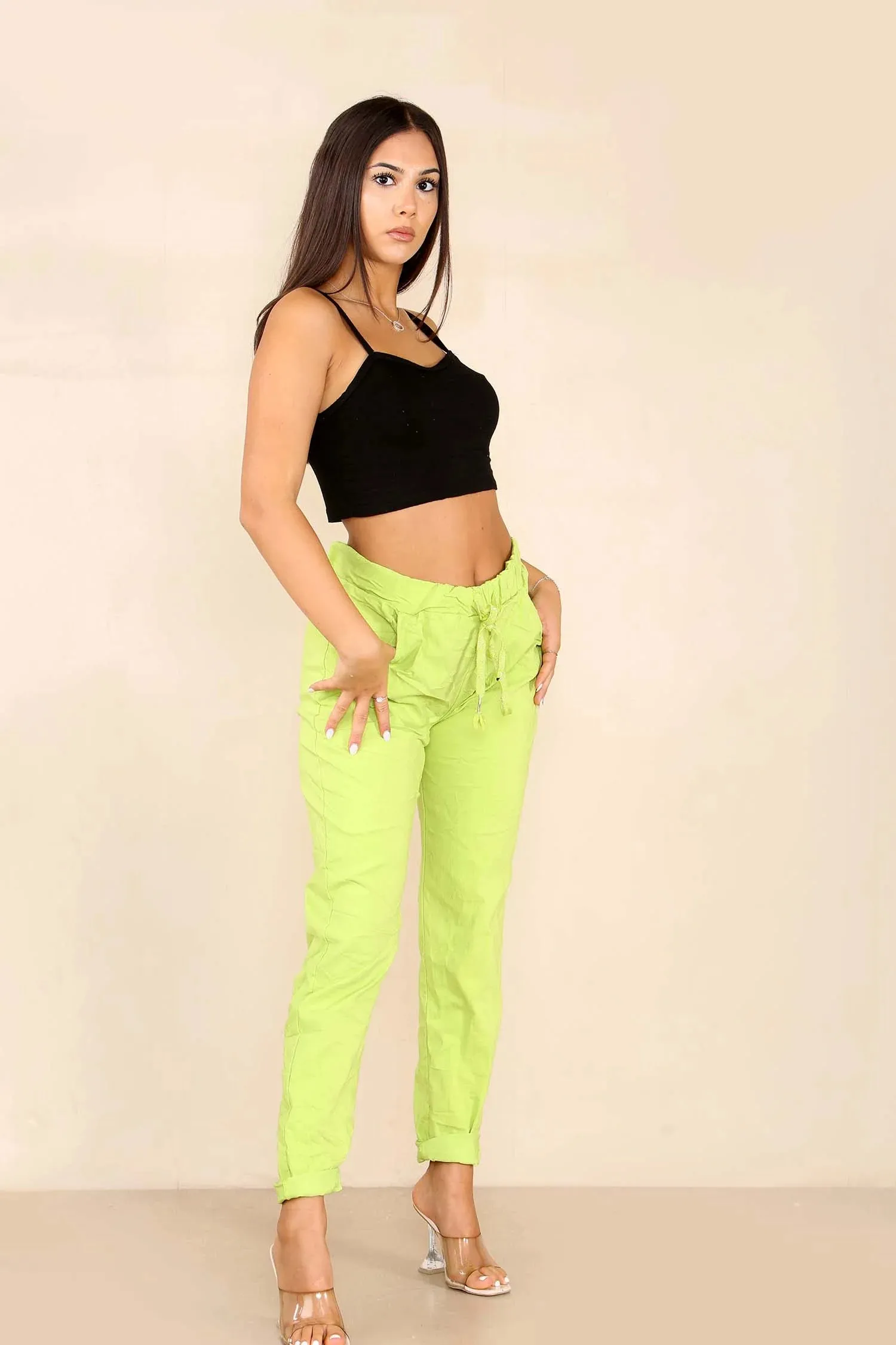 Italian Glitter Drawstring Waistband Magic Pants