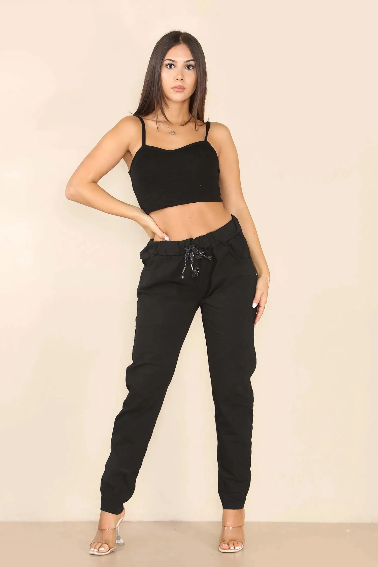 Italian Glitter Drawstring Waistband Magic Pants