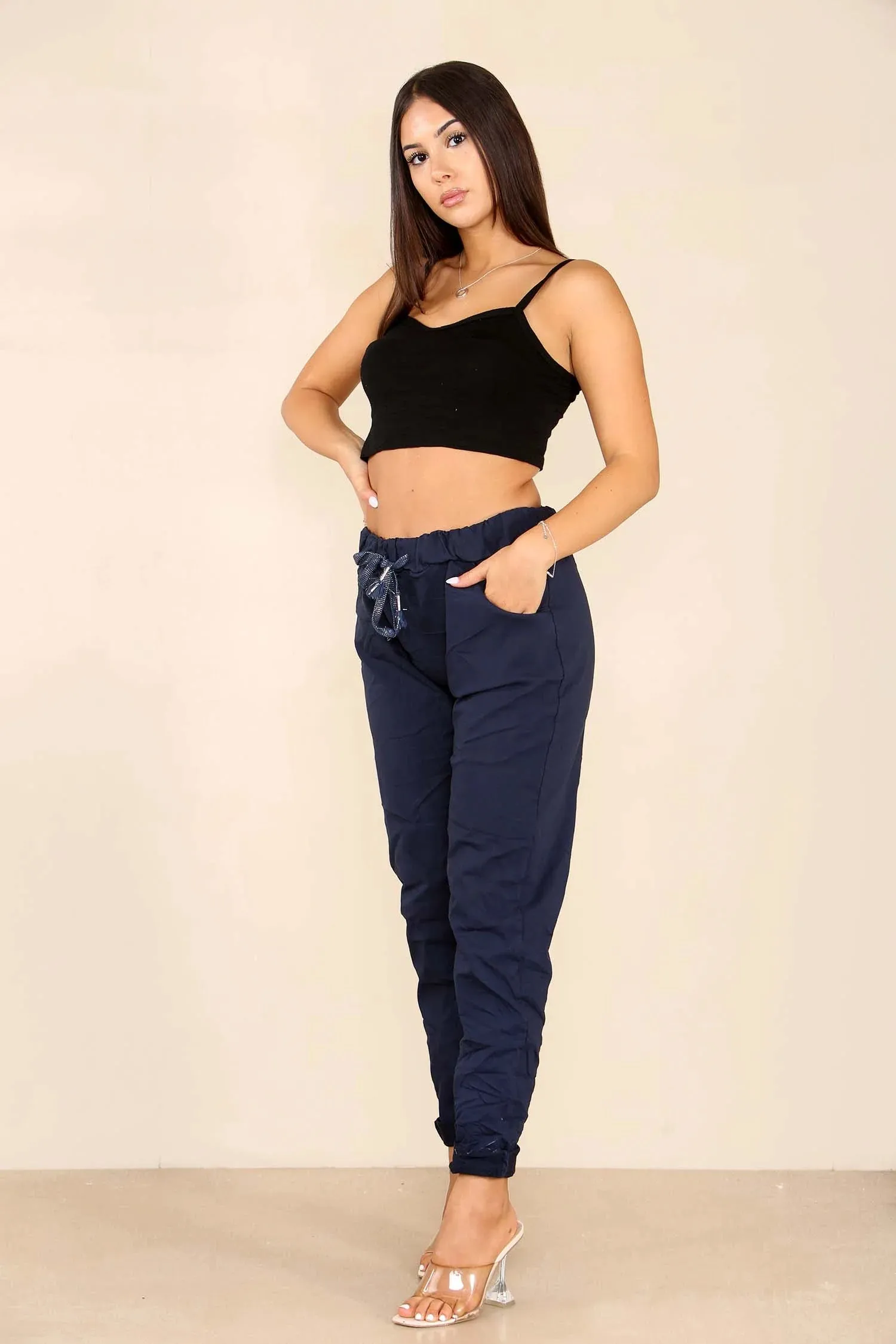 Italian Glitter Drawstring Waistband Magic Pants