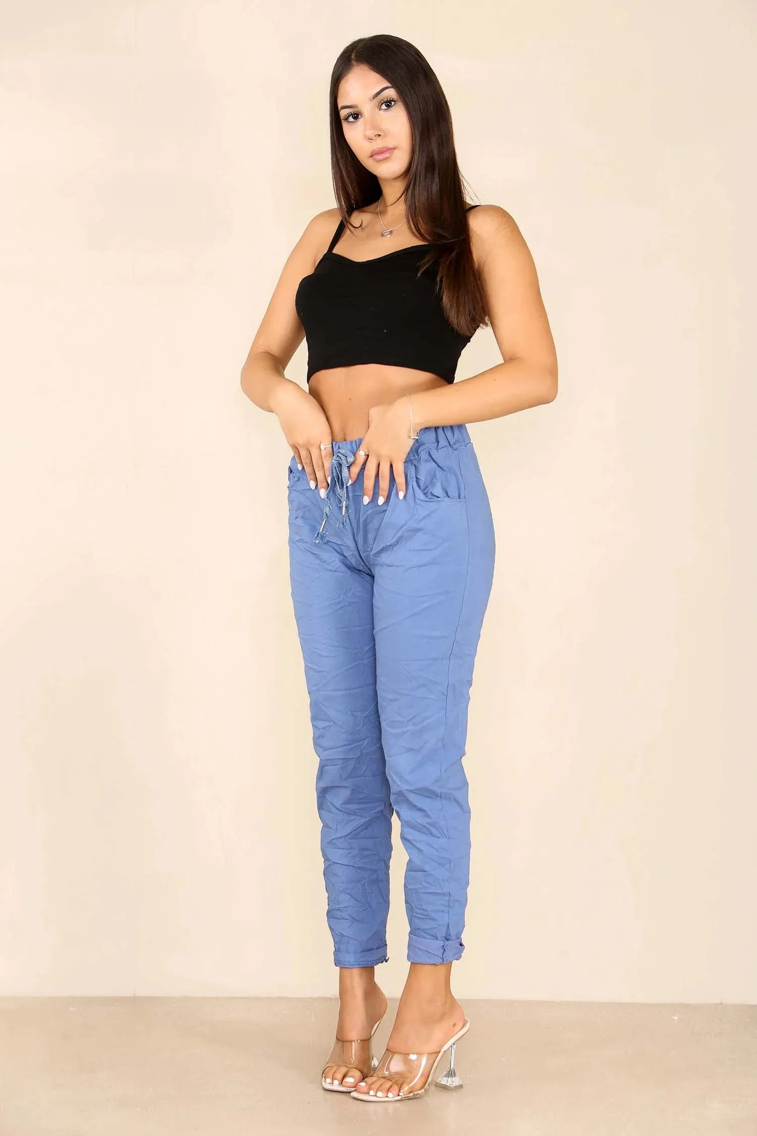 Italian Glitter Drawstring Waistband Magic Pants