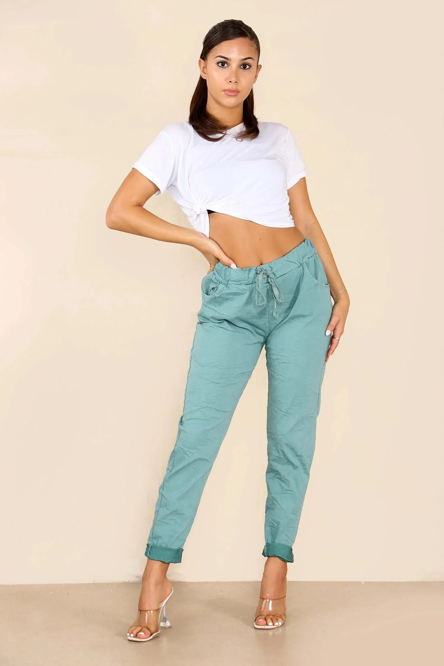 Italian Glitter Drawstring Waistband Magic Pants