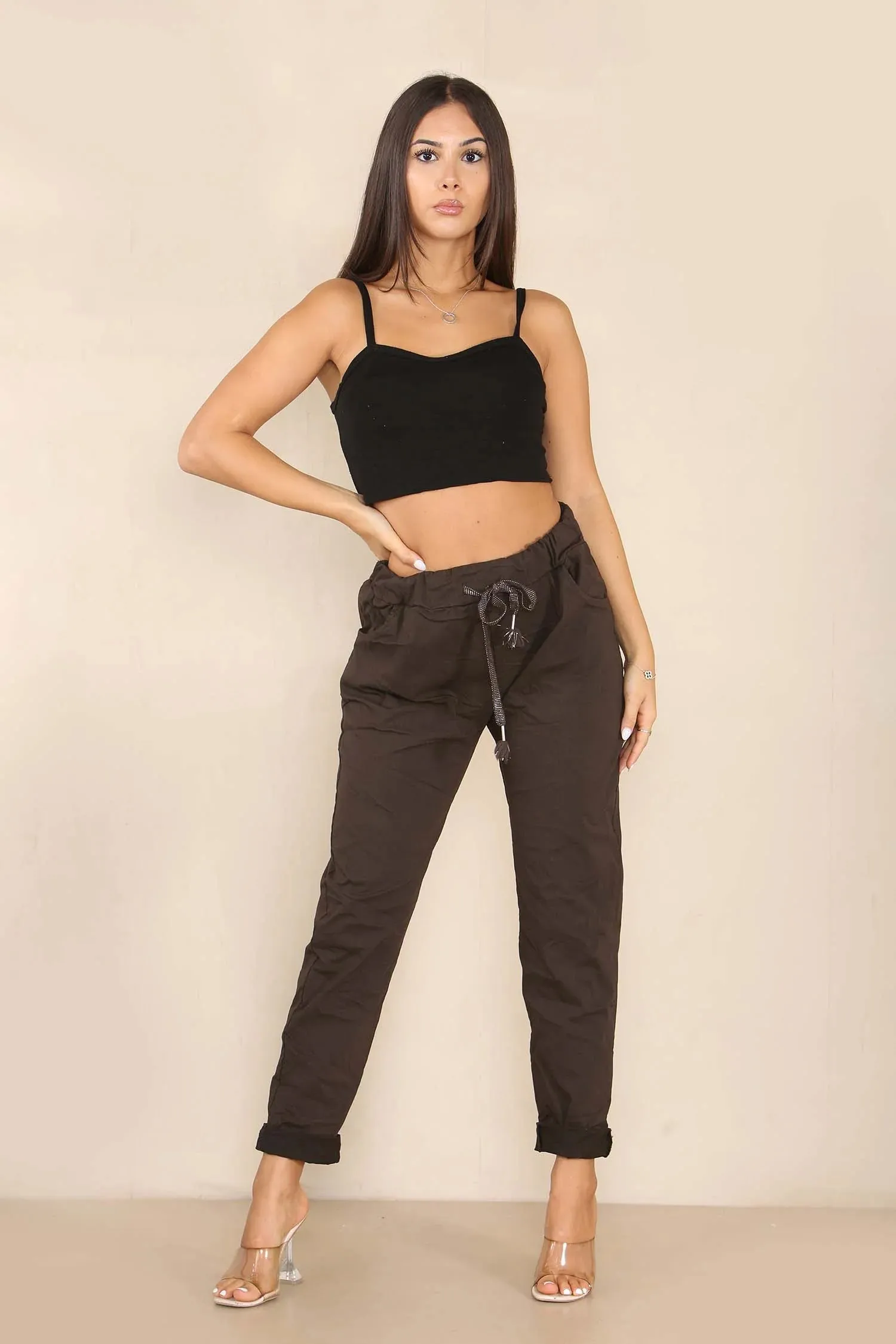 Italian Glitter Drawstring Waistband Magic Pants