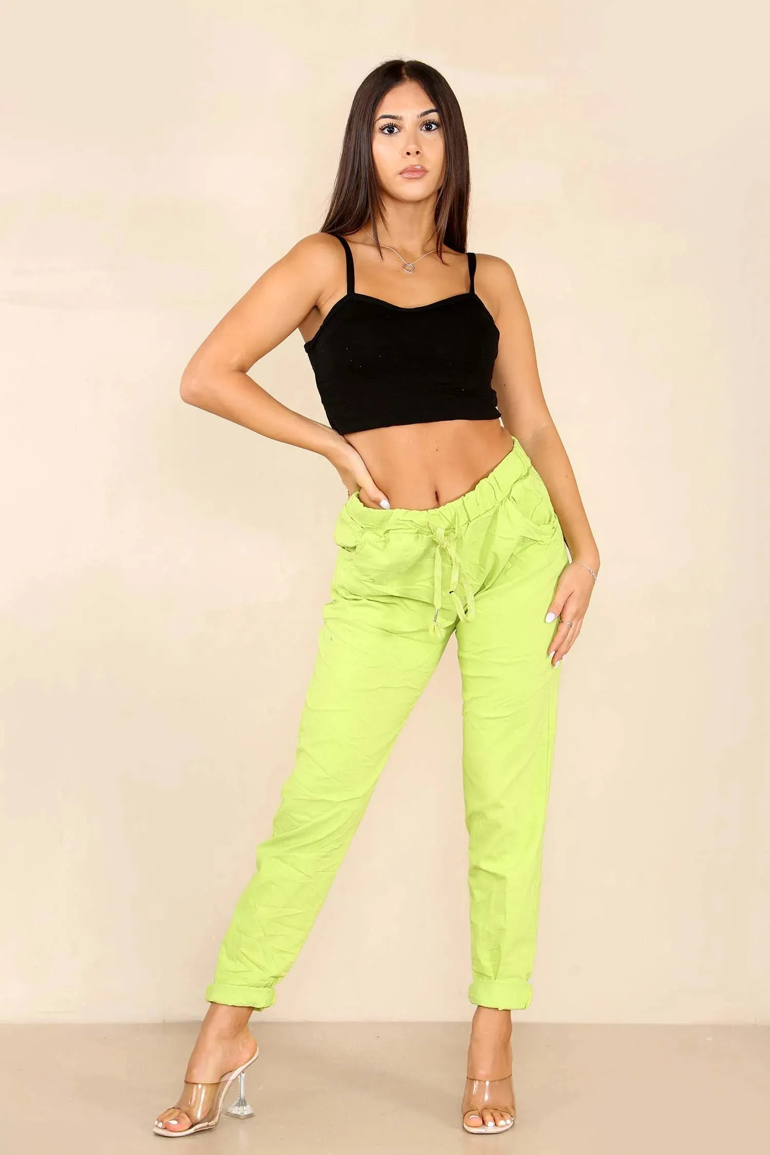 Italian Glitter Drawstring Waistband Magic Pants