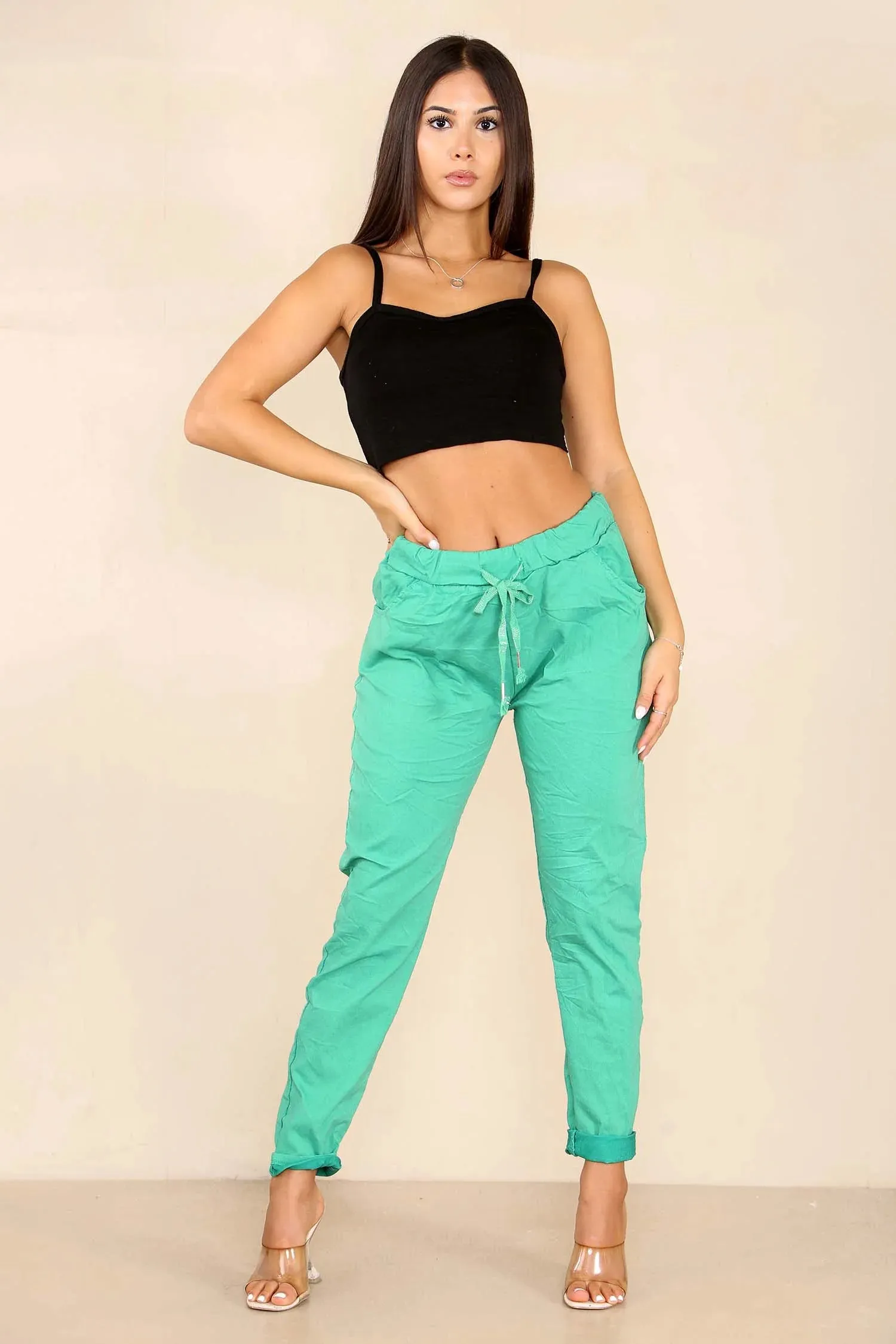 Italian Glitter Drawstring Waistband Magic Pants