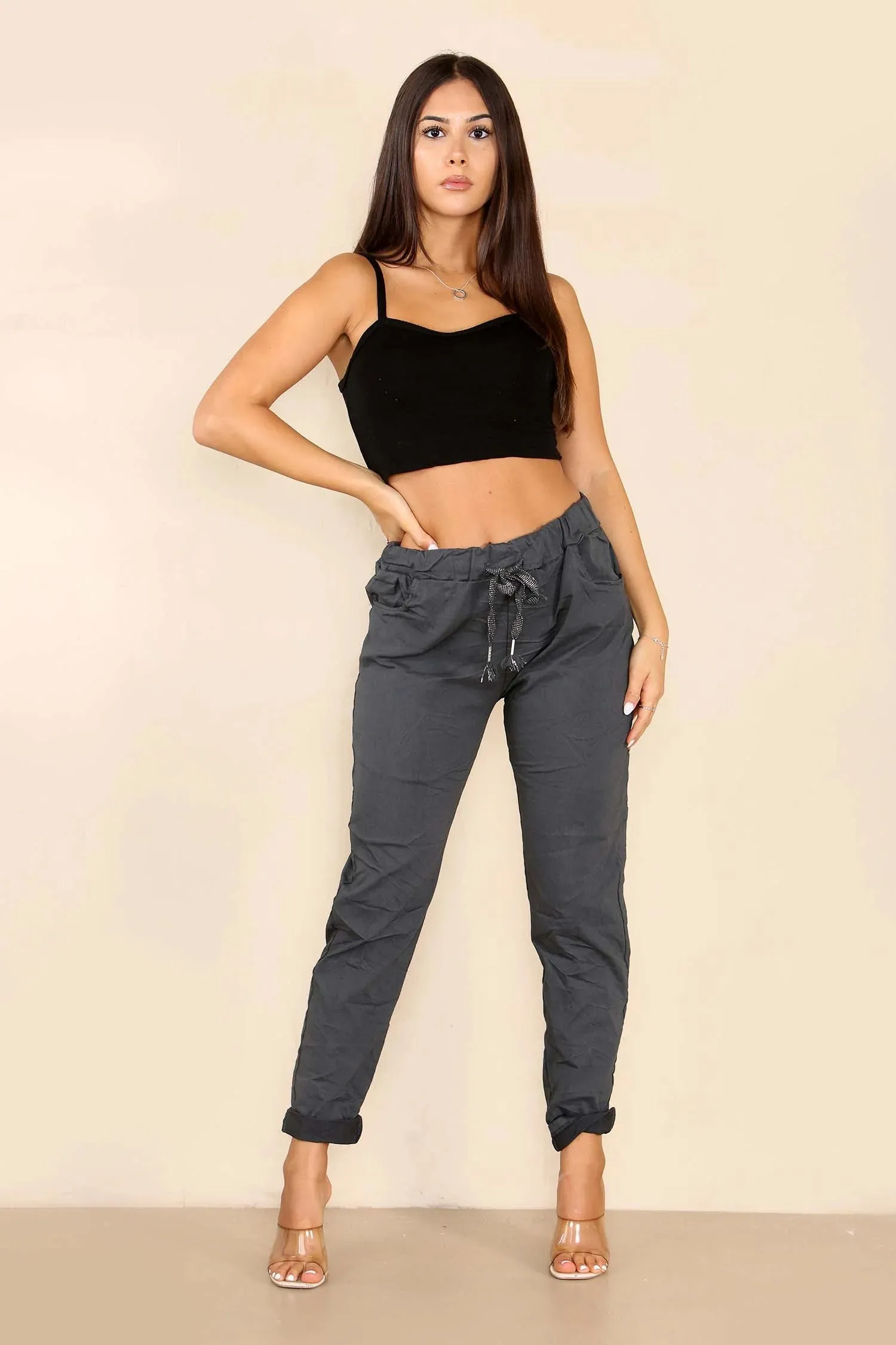Italian Glitter Drawstring Waistband Magic Pants