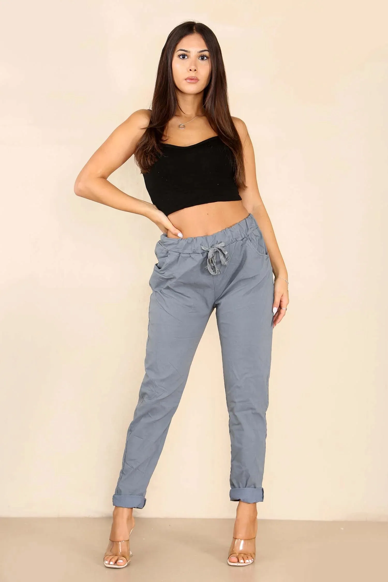 Italian Glitter Drawstring Waistband Magic Pants