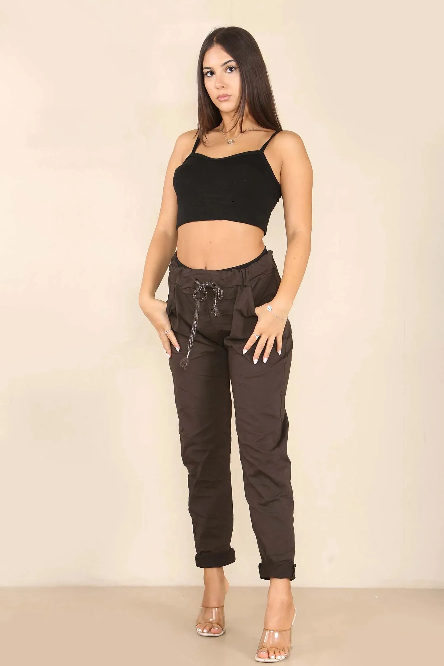 Italian Glitter Drawstring Waistband Magic Pants
