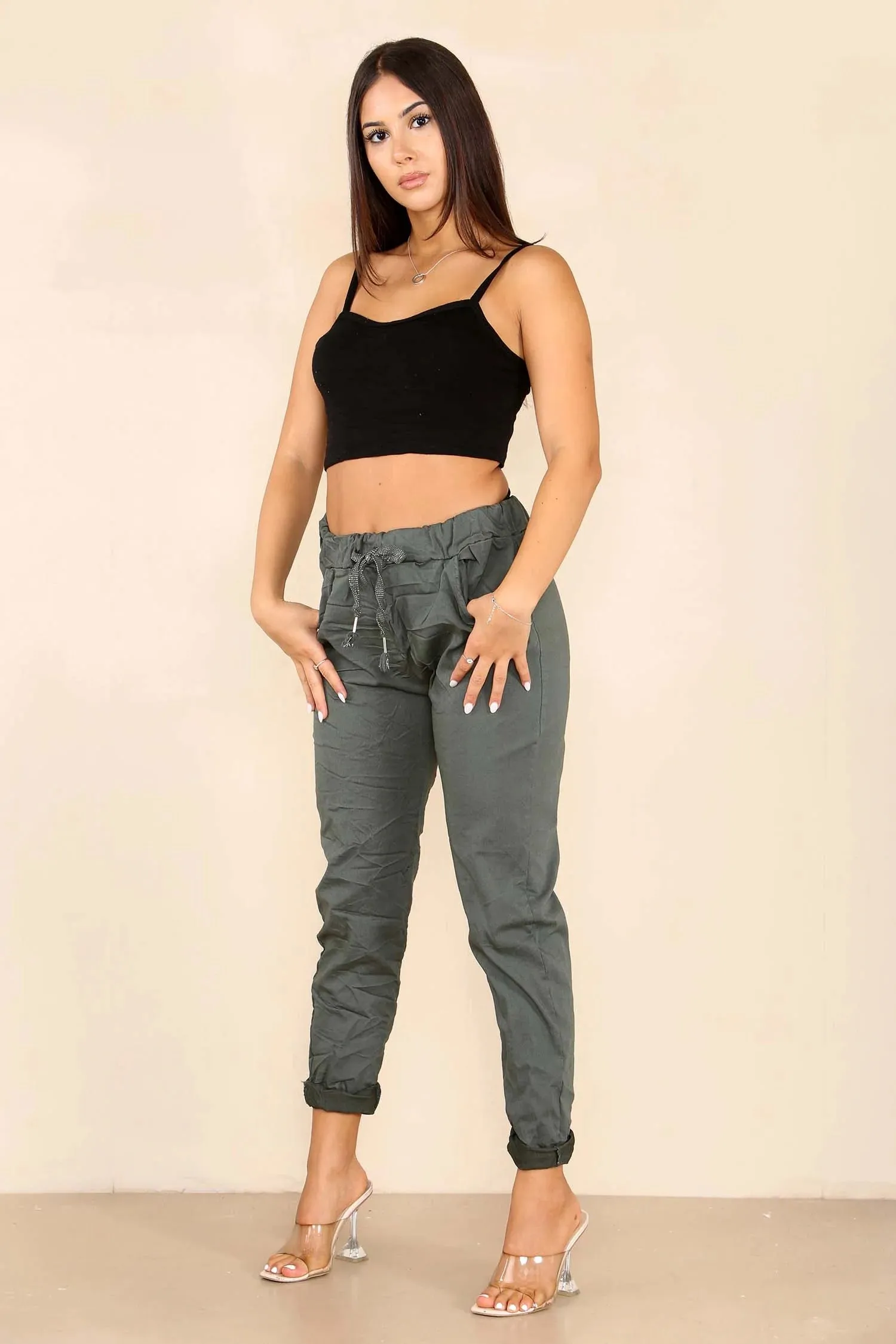 Italian Glitter Drawstring Waistband Magic Pants