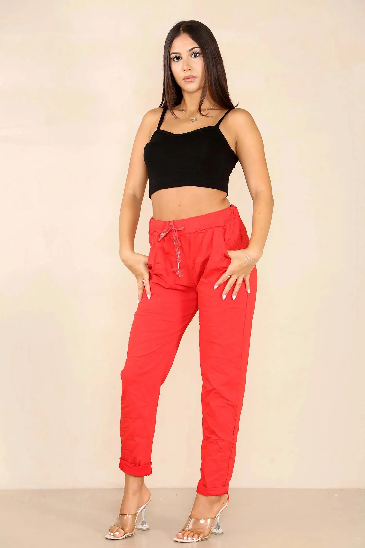 Italian Glitter Drawstring Waistband Magic Pants