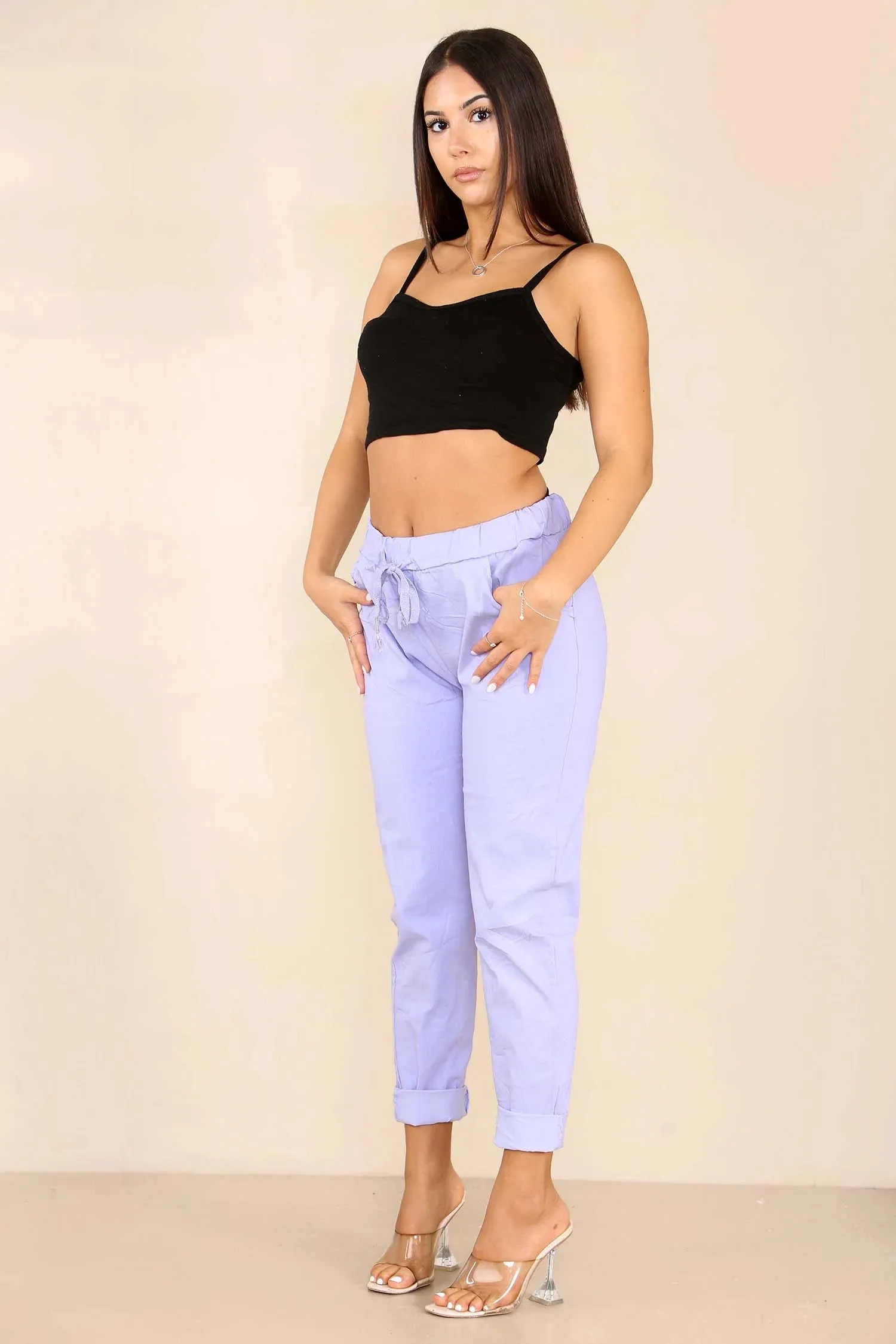 Italian Glitter Drawstring Waistband Magic Pants