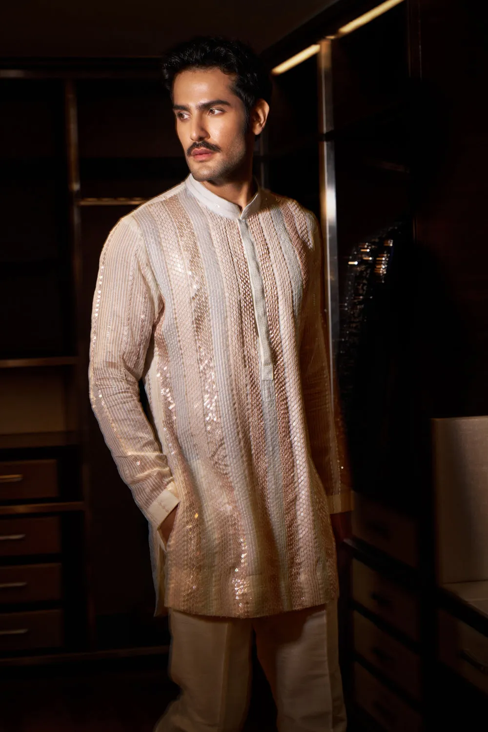 Ivory Multicolur Shimmier Kurta