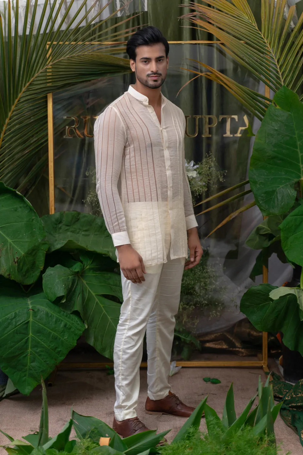 Ivory Placement Pleatshirt Kurta Sets