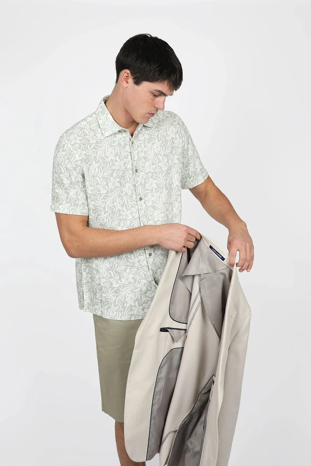 JAMES HARPER HIBISCUS PRINT LINEN VISCOSE S/S SHIRT JHS575