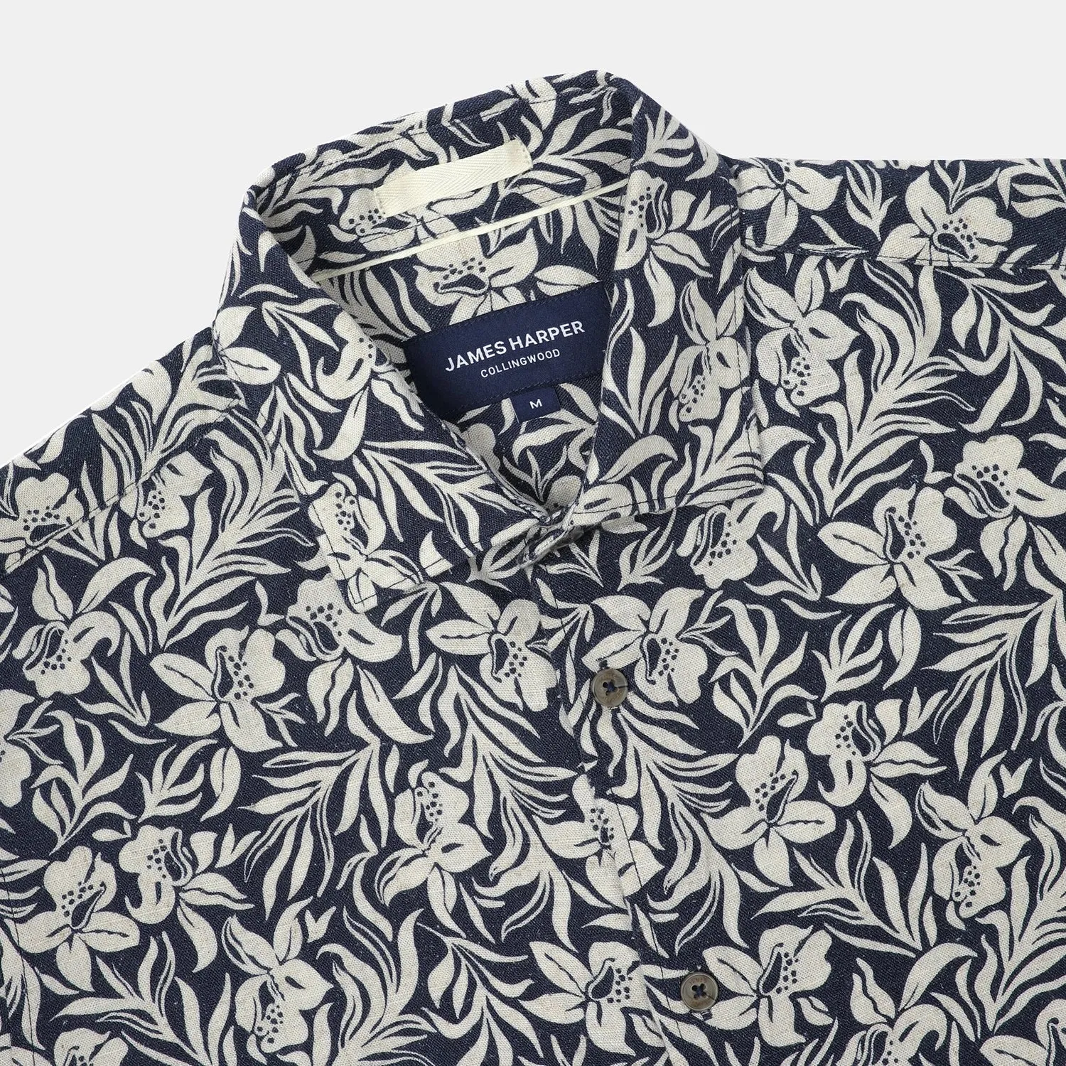 JAMES HARPER HIBISCUS PRINT LINEN VISCOSE S/S SHIRT JHS575
