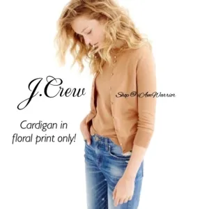 J.Crew abstract floral crewneck button cotton cardigan *shop@iamwarrior