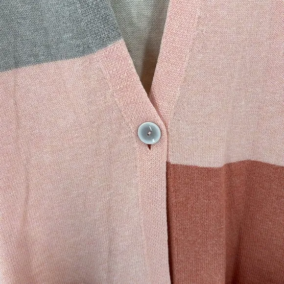 J.jill peach tan oversized color block one button cardigan longline easy to wear