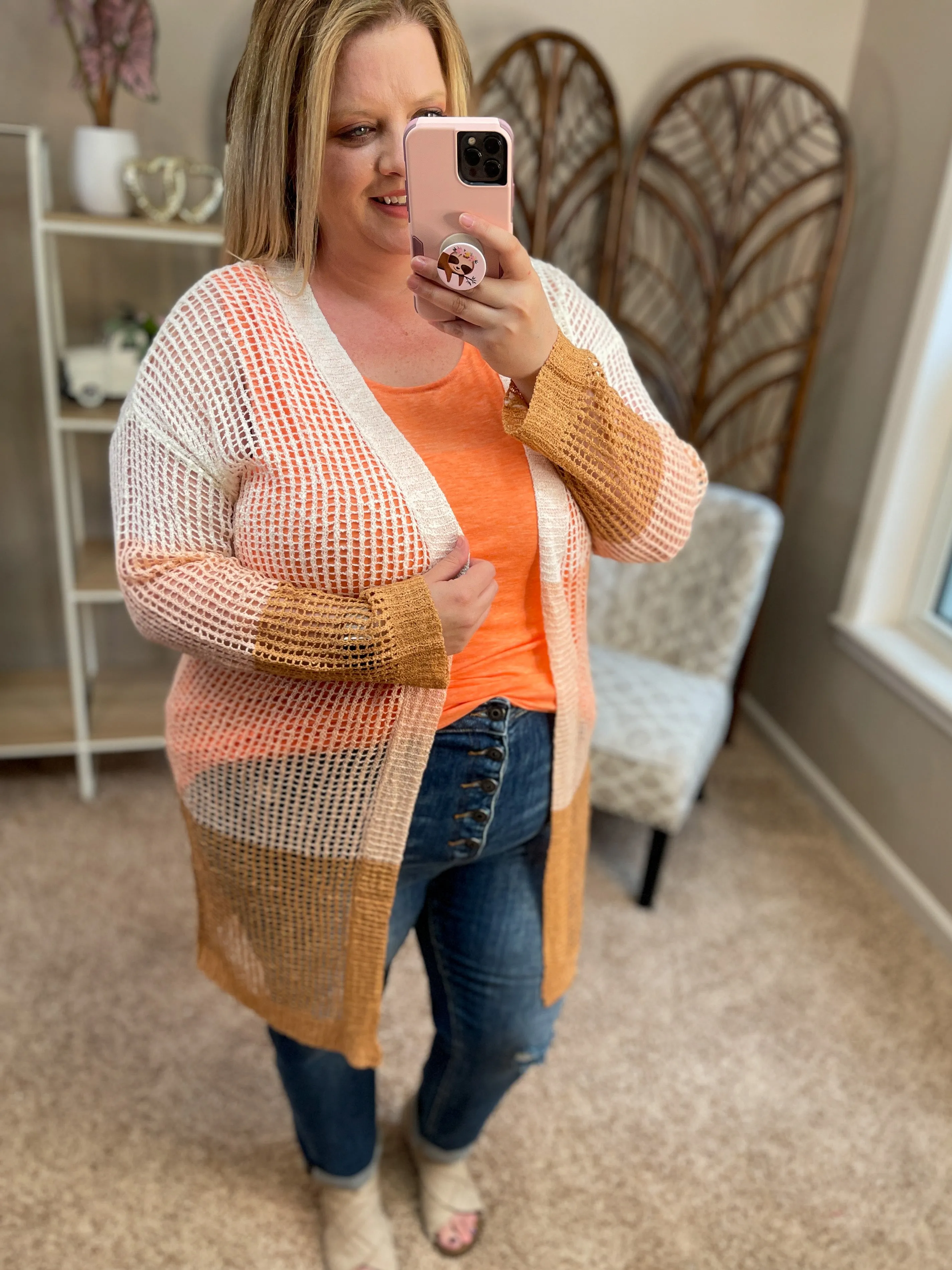 Keep Things Light Colorblock Knit Cardigan