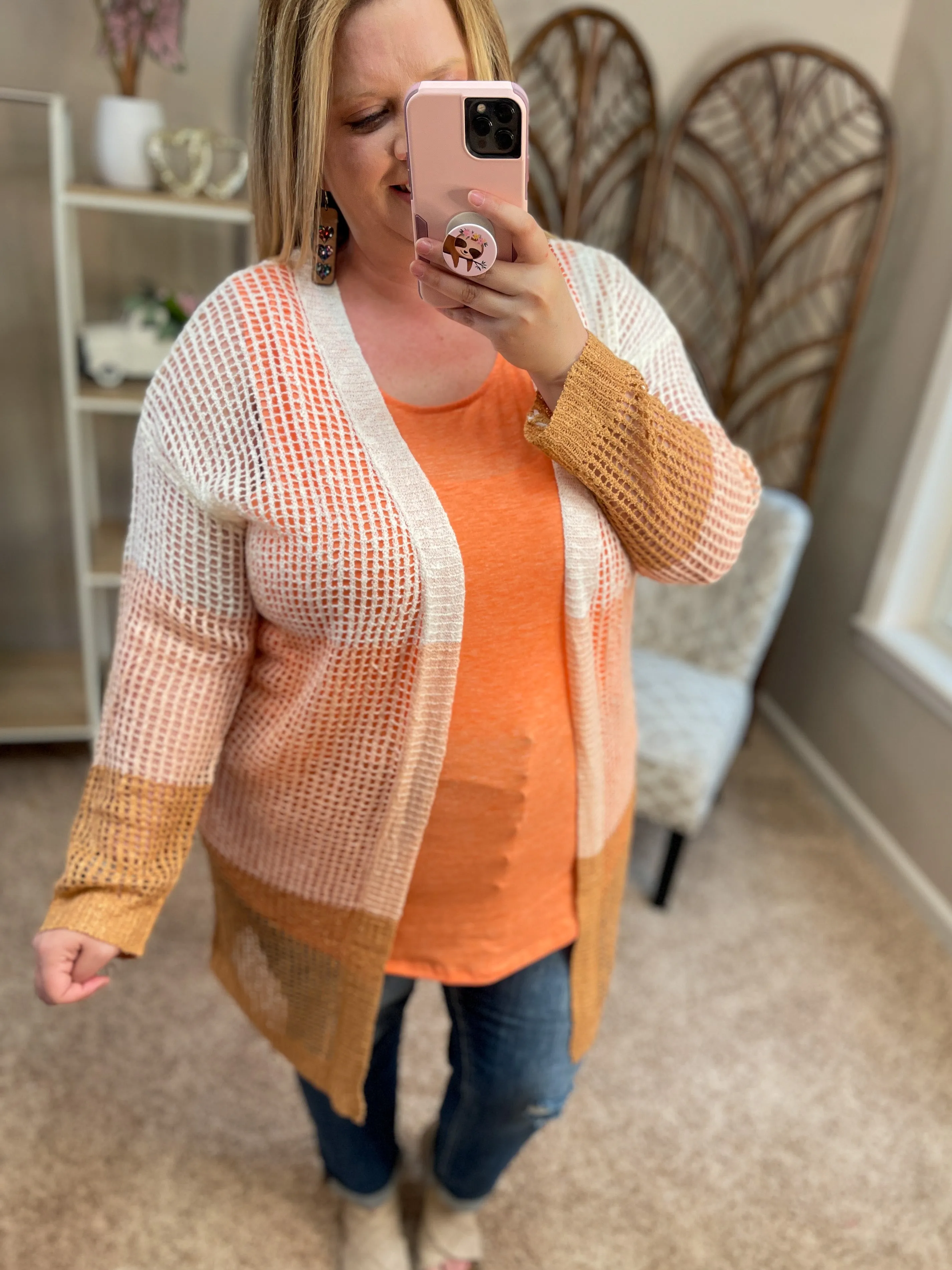 Keep Things Light Colorblock Knit Cardigan