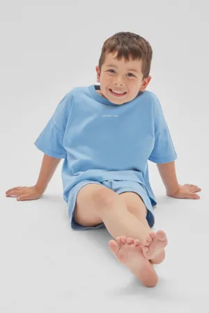 Kids Established Tee Cornflour Blue