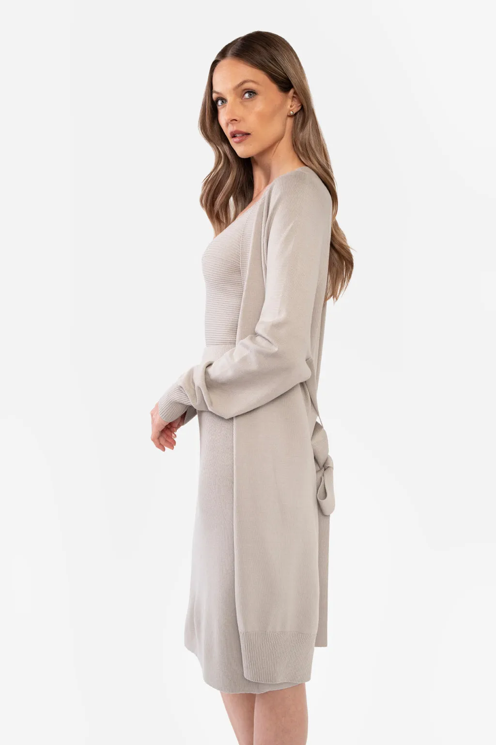 KIMBERLEY BELTED LONG CARDIGAN - IVORY