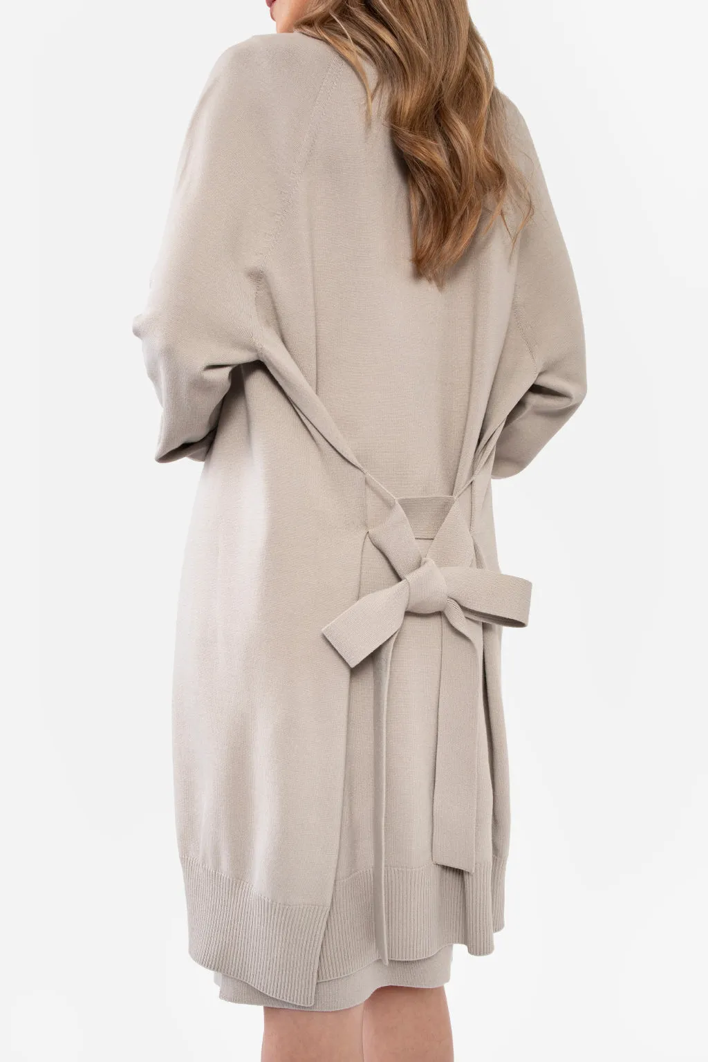 KIMBERLEY BELTED LONG CARDIGAN - IVORY