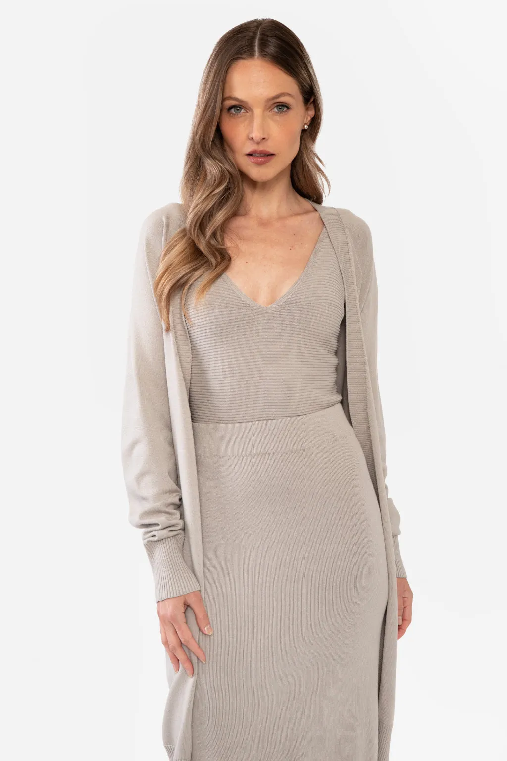 KIMBERLEY BELTED LONG CARDIGAN - IVORY