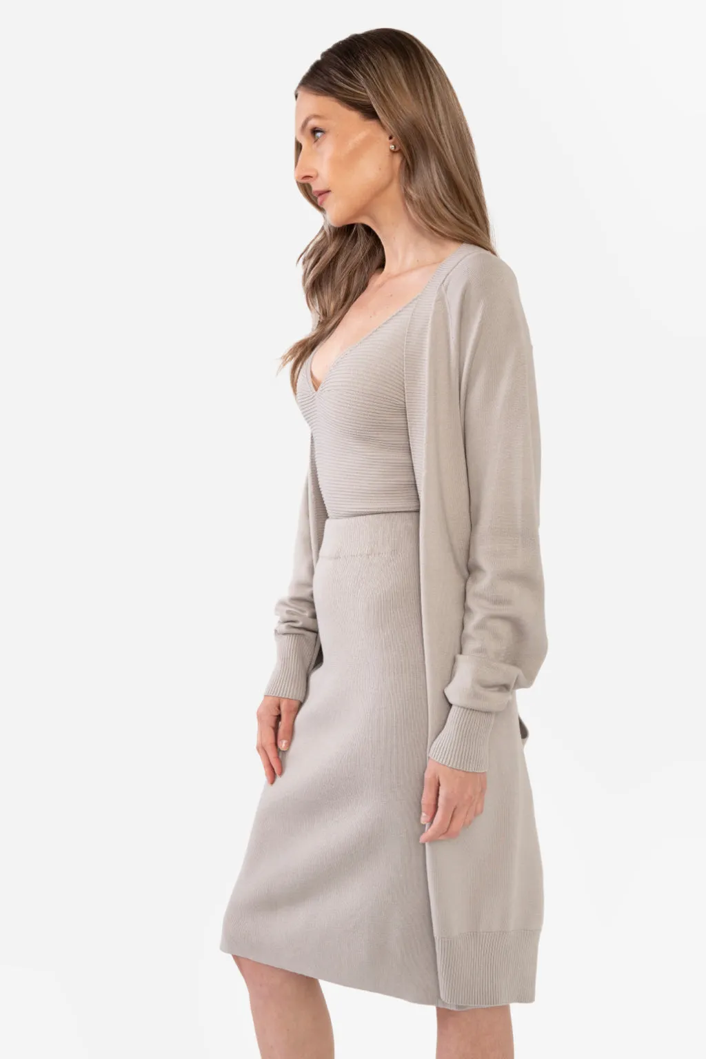 KIMBERLEY BELTED LONG CARDIGAN - IVORY