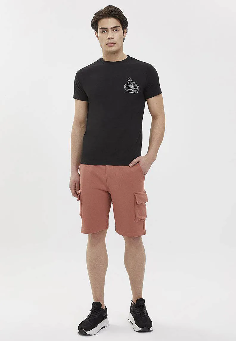 Kiremit Rengi Basic Cepli Pamuklu Slim Fit Erkek Şort ESSENTIALS