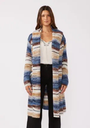Knit Space Dye Long Sleeve Open Front Cardigan