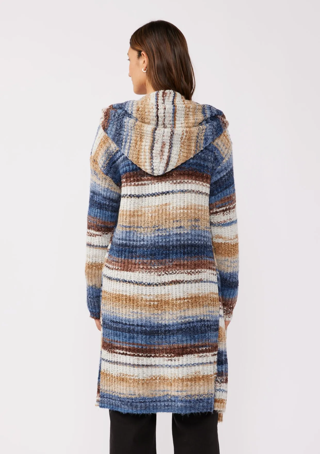 Knit Space Dye Long Sleeve Open Front Cardigan