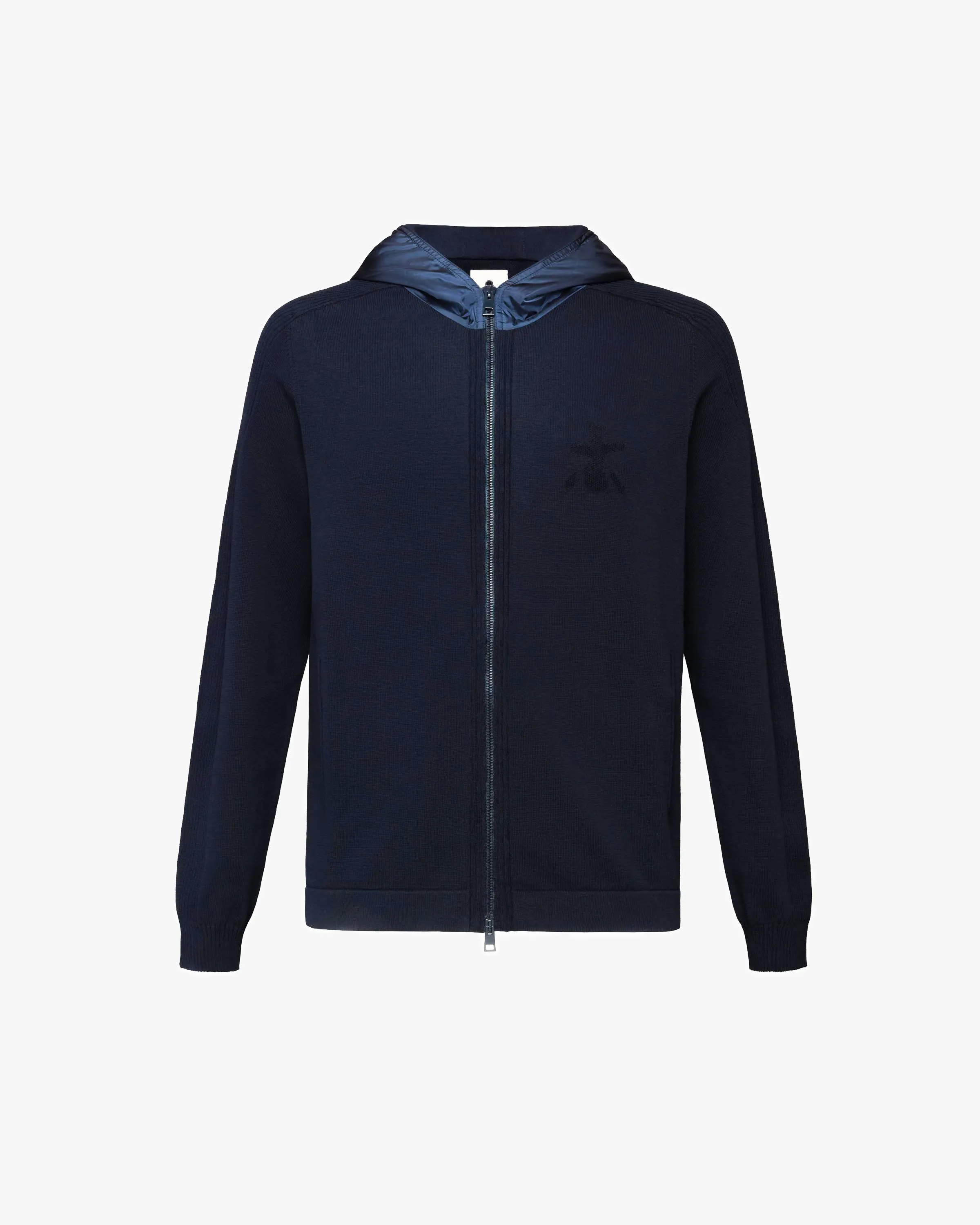 Knit with Openwork and Inside Pockets Blue