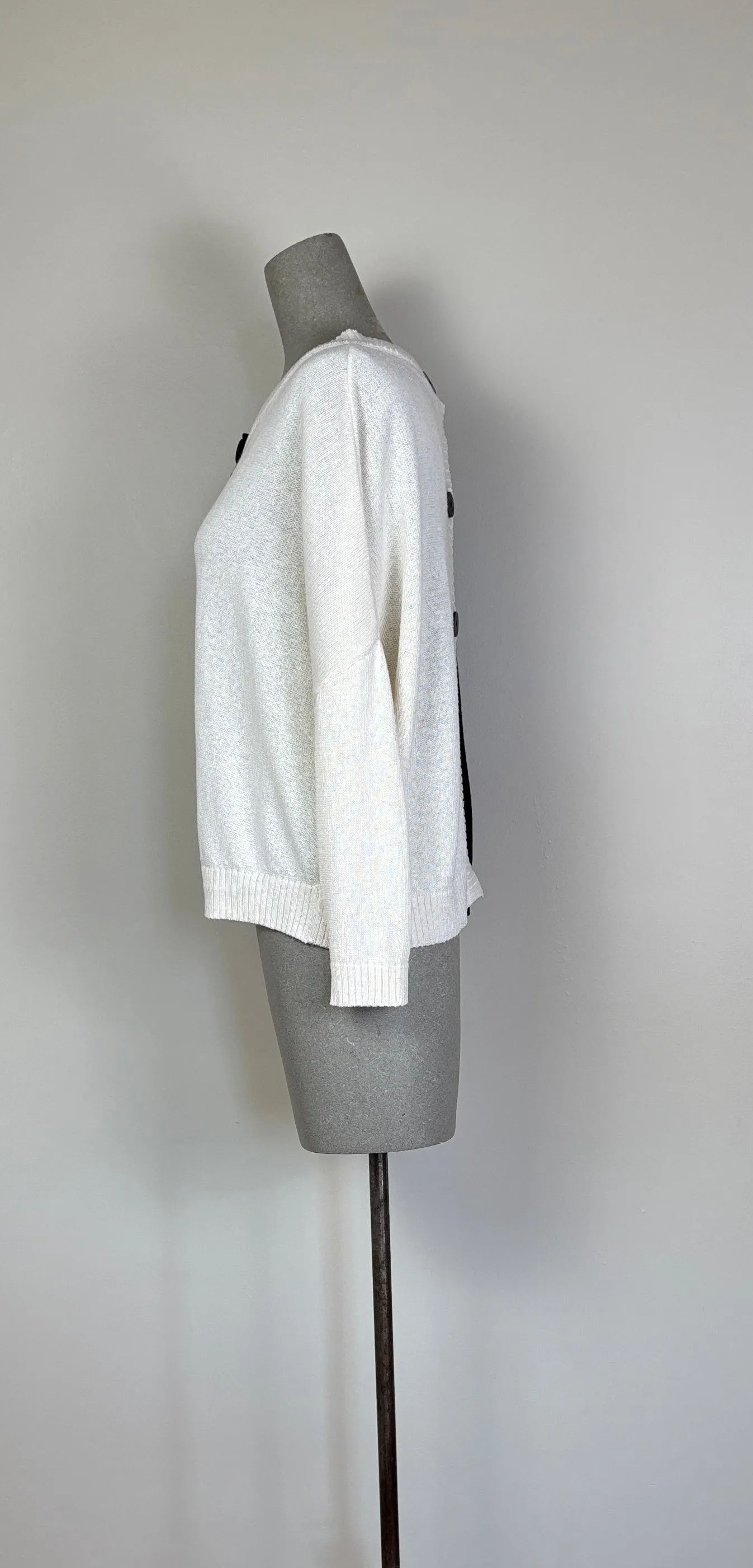 KnitKnit  ~  Color Block Two Button Cardigan - Latte/Navy